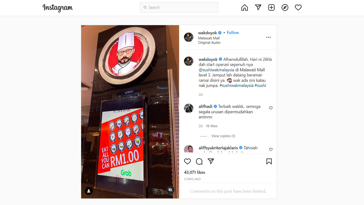 Foto Instagram @wakdoyok